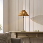 Jericho - Antique Brass Table Lamp with Brown Rattan