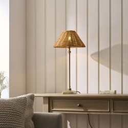 Jericho - Antique Brass Table Lamp with Brown Rattan