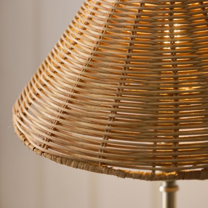 Endon-125442 - Jericho - Antique Brass Table Lamp with Brown Rattan