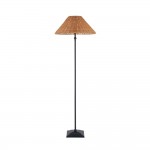Jericho - Matt Black Floor Lamp with Brown Rattan
