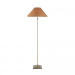 Jericho - Antique Brass Floor Lamp with Brown Rattan