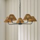 Endon-125445 - Jericho - Matt Black 5 Light Centre Fitting with Brown Rattan