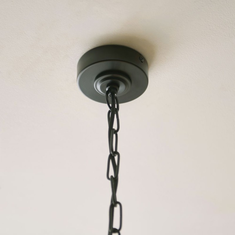 Endon-125445 - Jericho - Matt Black 5 Light Centre Fitting with Brown Rattan