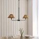 Endon-125447 - Jericho - Matt Black 2 Light over Island Fitting with Brown Rattan
