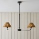 Endon-125447 - Jericho - Matt Black 2 Light over Island Fitting with Brown Rattan