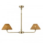 Jericho - Antique Brass 2 Light over Island Fitting with Brown Rattan