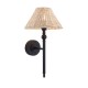 Endon-125449 - Jericho - Matt Black Wall Lamp with Natural Rattan