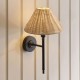 Endon-125449 - Jericho - Matt Black Wall Lamp with Natural Rattan