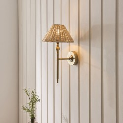 Jericho - Antique Brass Wall Lamp with Natural Rattan