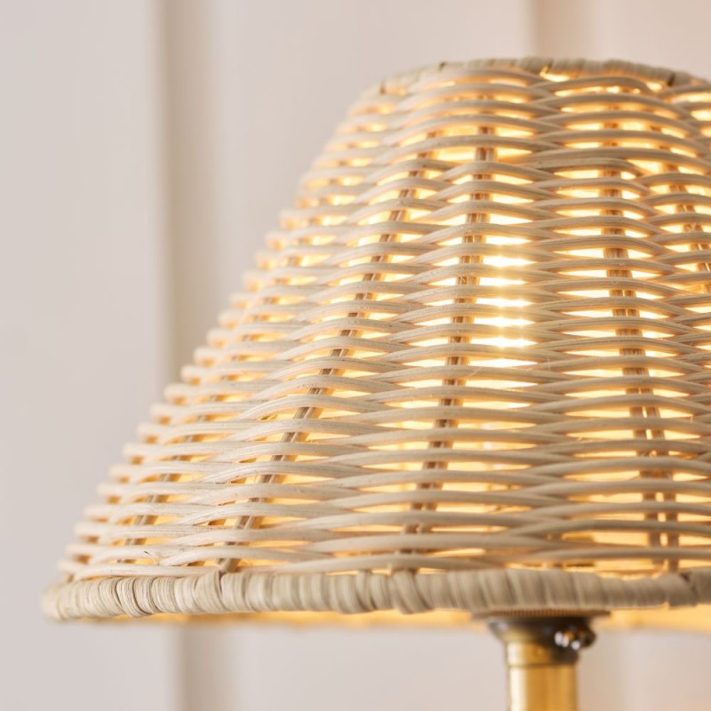 Endon-125450 - Jericho - Antique Brass Wall Lamp with Natural Rattan