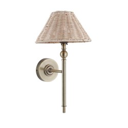 Jericho - Antique Brass Wall Lamp with Natural Rattan