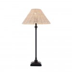 Jericho - Matt Black Table Lamp with Natural Rattan