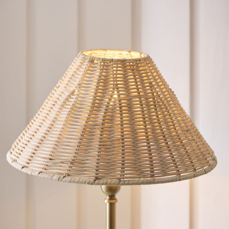 Endon-125452 - Jericho - Antique Brass Table Lamp with Natural Rattan
