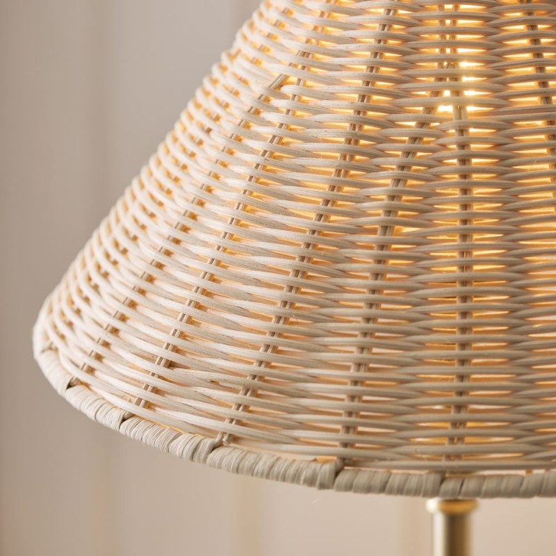 Endon-125452 - Jericho - Antique Brass Table Lamp with Natural Rattan