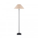 Jericho - Matt Black Floor Lamp with Natural Rattan