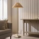 Endon-125454 - Jericho - Antique Brass Floor Lamp with Natural Rattan