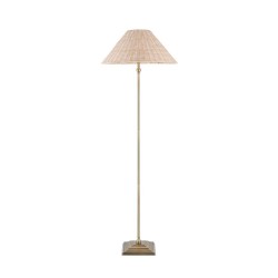 Jericho - Antique Brass Floor Lamp with Natural Rattan