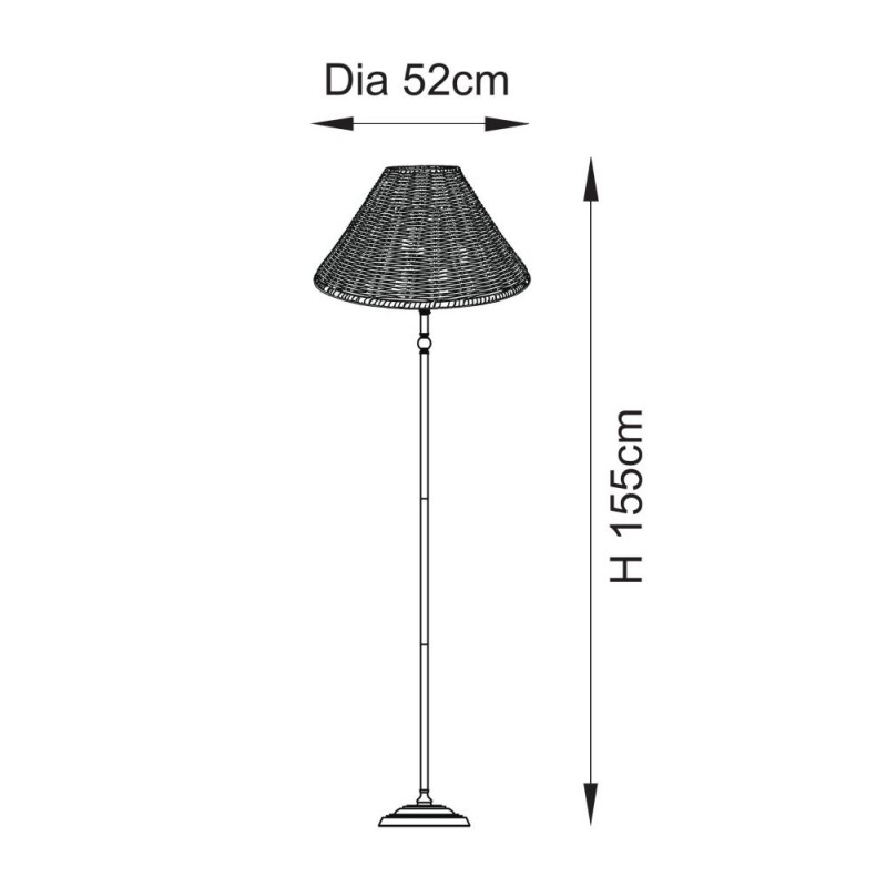 Endon-125454 - Jericho - Antique Brass Floor Lamp with Natural Rattan