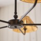 Endon-125455 - Jericho - Matt Black 5 Light Centre Fitting with Natural Rattan