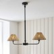 Endon-125457 - Jericho - Matt Black 2 Light over Island Fitting with Natural Rattan