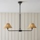 Endon-125457 - Jericho - Matt Black 2 Light over Island Fitting with Natural Rattan