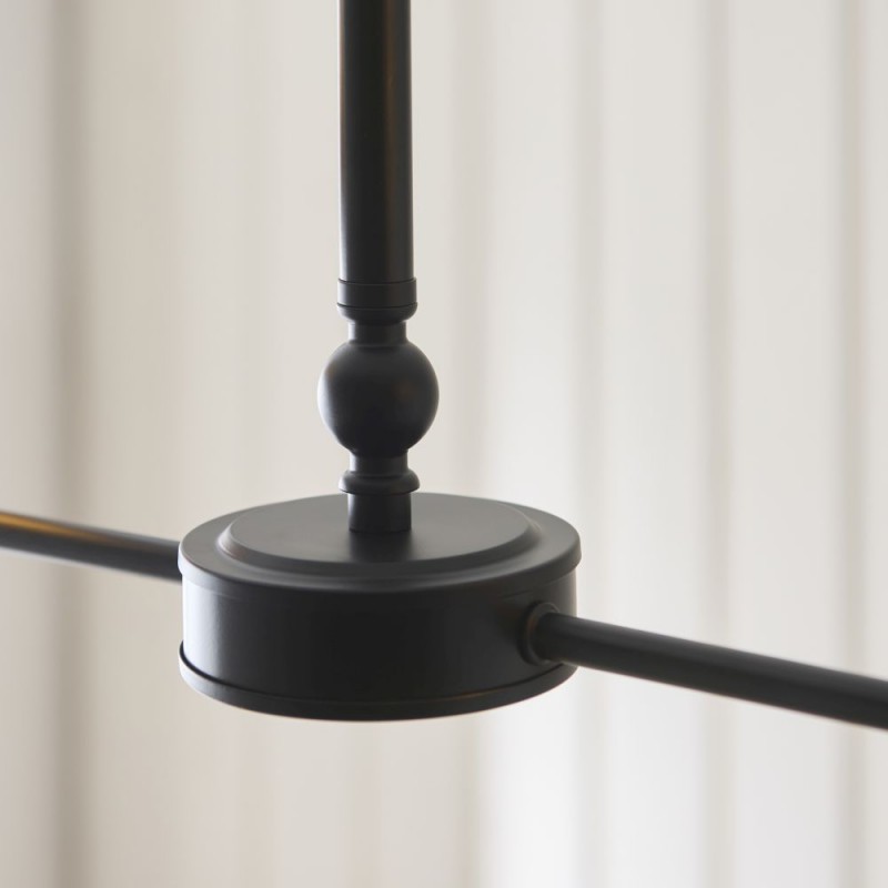 Endon-125457 - Jericho - Matt Black 2 Light over Island Fitting with Natural Rattan