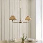Jericho - Antique Brass 2 Light over Island Fitting with Natural Rattan
