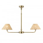 Jericho - Antique Brass 2 Light over Island Fitting with Natural Rattan
