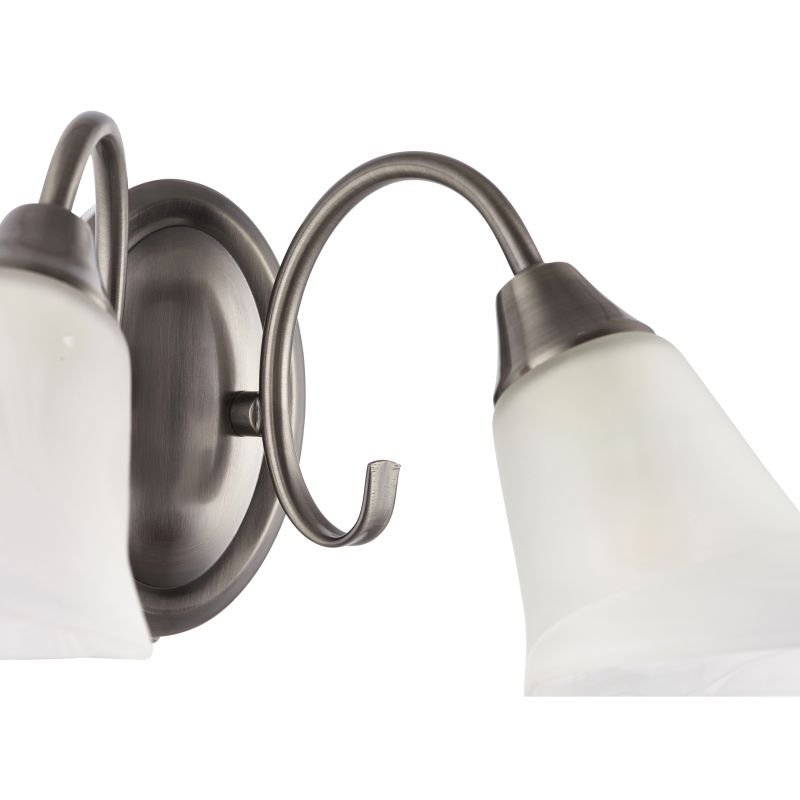 Wall Lights - Hardwick - Alabaster Glass with Antique Silver Twin Wall Lamp Endon-144-2AS - Hardwick - Alabaster Glass with Antique Silver Twin Wall Lamp