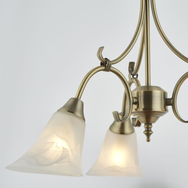 Ceiling Lights - Hardwick - Alabaster Glass with Antique Brass 3 Light Pendant Endon-144-3AN - Hardwick - Alabaster Glass with Antique Brass 3 Light Pendant