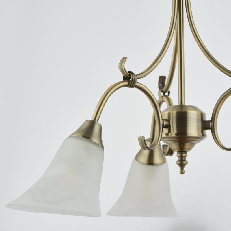 Ceiling Lights - Hardwick - Alabaster Glass with Antique Brass 3 Light Pendant Endon-144-3AN - Hardwick - Alabaster Glass with Antique Brass 3 Light Pendant