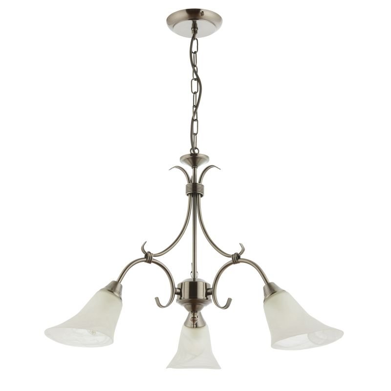 Endon-144-3AS - Hardwick - Alabaster Glass with Antique Silver 3 Light Pendant