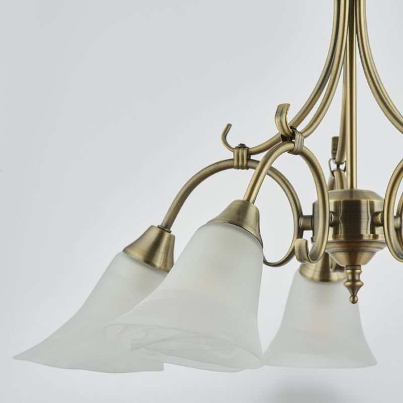 Endon-144-5AN - Hardwick - Alabaster Glass with Antique Brass 5 Light Pendant