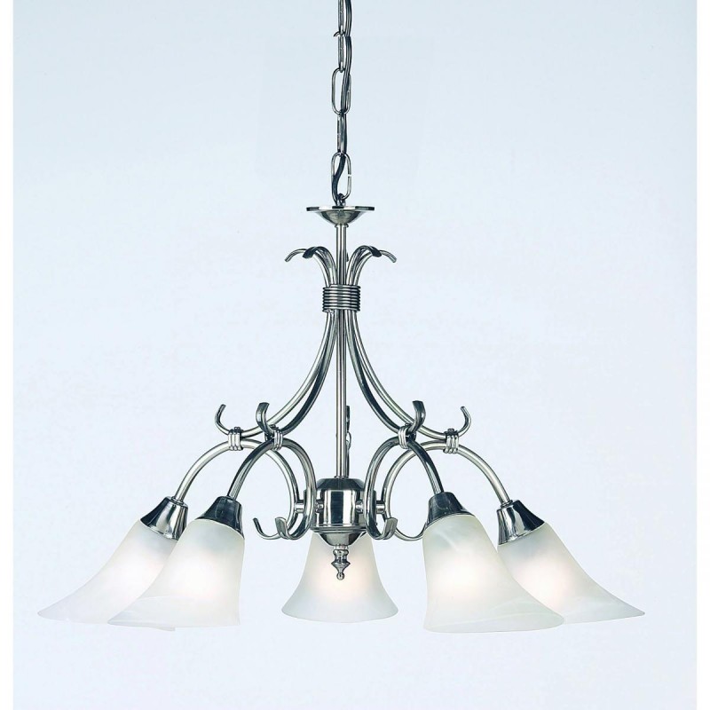 Ceiling Lights - Hardwick - Alabaster Glass with Antique Silver 5 Light Pendant Endon-144-5AS - Hardwick - Alabaster Glass with Antique Silver 5 Light Pendant