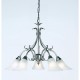 Ceiling Lights - Hardwick - Alabaster Glass with Antique Silver 5 Light Pendant Endon-144-5AS - Hardwick - Alabaster Glass with Antique Silver 5 Light Pendant
