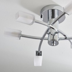 Havana - Chrome 6 Light Ceiling Lamp with Frosted Glass Havana - Chrome 6 Light Ceiling Lamp with Frosted Glass