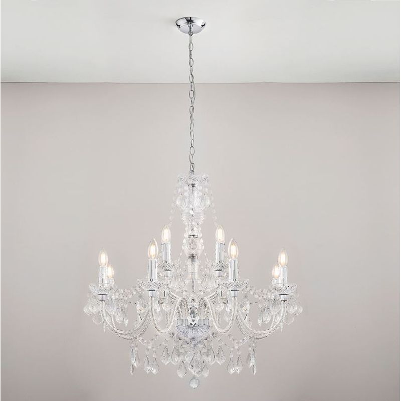 Endon-308-8-4CL - Clarence - Clear Acrylic with Chrome 12 light Chandelier