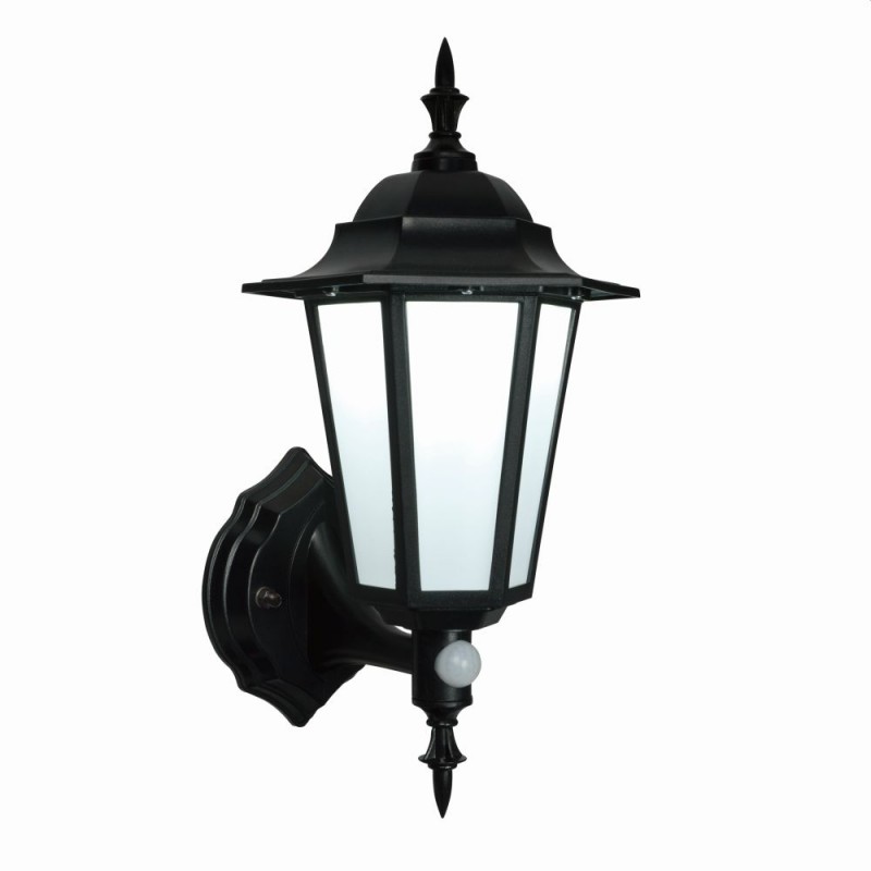 Saxby-54555 - Evesham - Traditional Matt Black PIR Wall Lamp 4000K