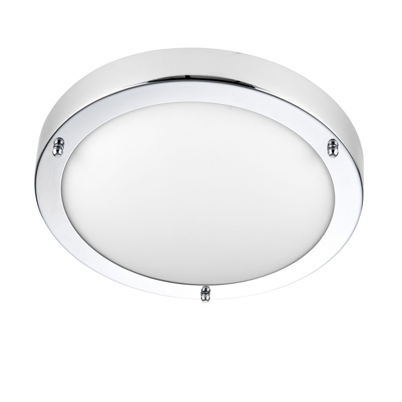 Saxby-59850 - Portico - Bathroom Polished Chrome & Frosted Glass Flush