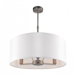 Daley - Nickel 3 Light Pendant with Vintage White Shades