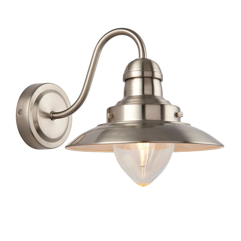 Endon-60800 - Mendip - Satin Nickel Metal with Clear Glass Wall Lamp