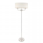Nixon - Nickel 2 Light Floor Lamp with Crystal & Vintage White Shade Nixon - Nickel 2 Light Floor Lamp with Crystal & Vintage White Shade