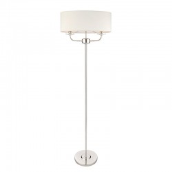 Nixon - Nickel 2 Light Floor Lamp with Crystal & Vintage White Shade Nixon - Nickel 2 Light Floor Lamp with Crystal & Vintage White Shade