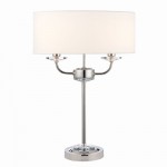 Nixon - Nickel 2 Light Table Lamp with Crystal & Vintage White Shade Nixon - Nickel 2 Light Table Lamp with Crystal & Vintage White Shade