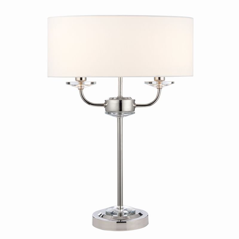 Endon-60804 - Nixon - Vintage White & Nickel with Crystal 2 Light Table Lamp