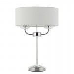 Nixon - Nickel 2 Light Table Lamp with Crystal & Vintage White Shade Nixon - Nickel 2 Light Table Lamp with Crystal & Vintage White Shade