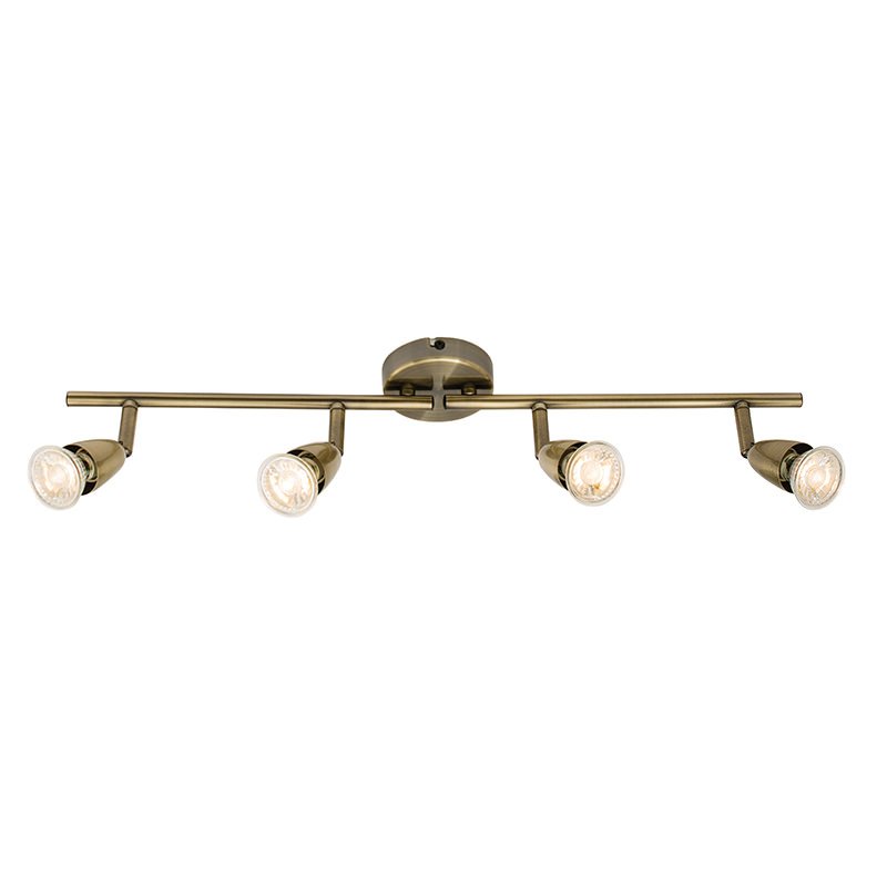 Saxby-60992 - Amalfi - Antique Brass 4 Light Bar Spotlights