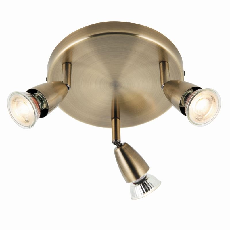 Saxby-60997 - Amalfi - Antique Brass 3 Light Round Spotlights