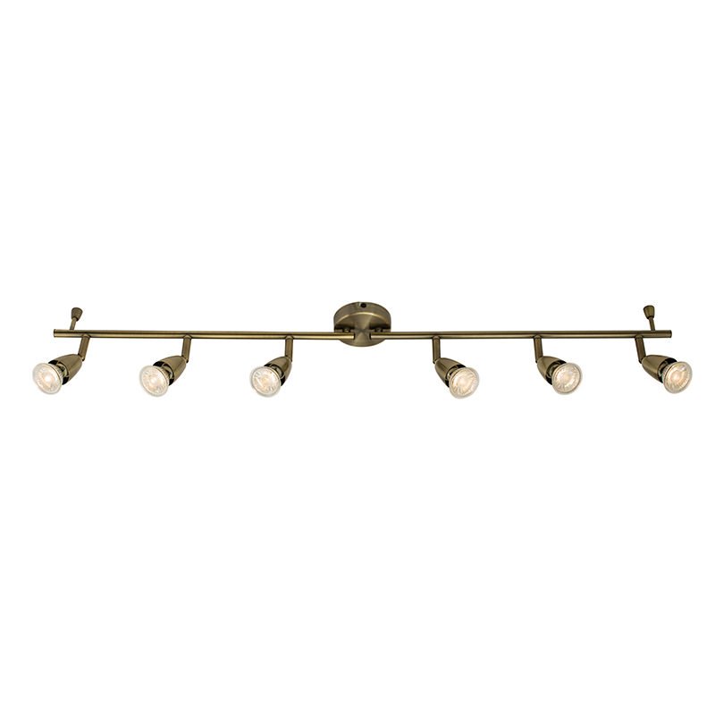 Saxby-61001 - Amalfi - Antique Brass 6 Light Bar Spotlights