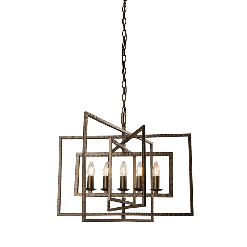 Ceiling Lights - Tibbet - Aged Hammered Pewter Paint 5 Light Pendant Endon-61017 - Tibbet - Aged Hammered Pewter Paint 5 Light Pendant